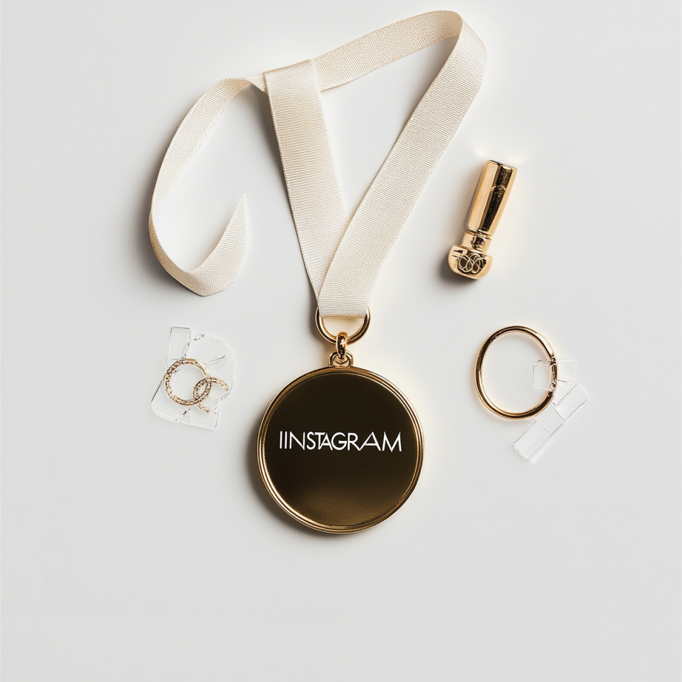 medal and instagram in a fashionable magazine cover style